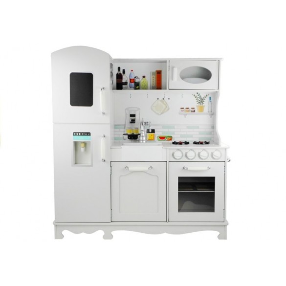 Lean Toys Holzküche Nela Weiß mit Kühlschrank und Backofen